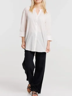Chemise oversized crème grisée femme