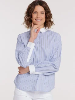 Chemise rayée col contrasté femme