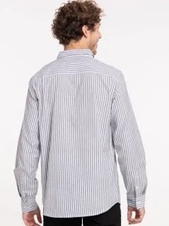Chemise rayée grise homme