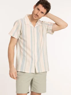 Chemise rayée homme coloris ivoire