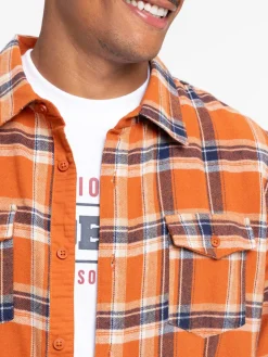 Chemise rouille à carreaux homme