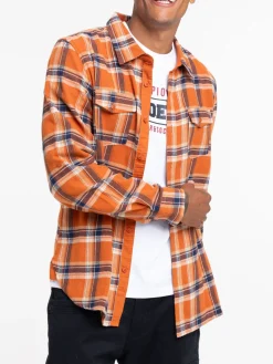 Chemise rouille à carreaux homme