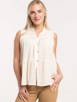 Chemise volantée sans manches femme