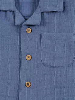 Chemisette unie indigo garçon (6-36M)