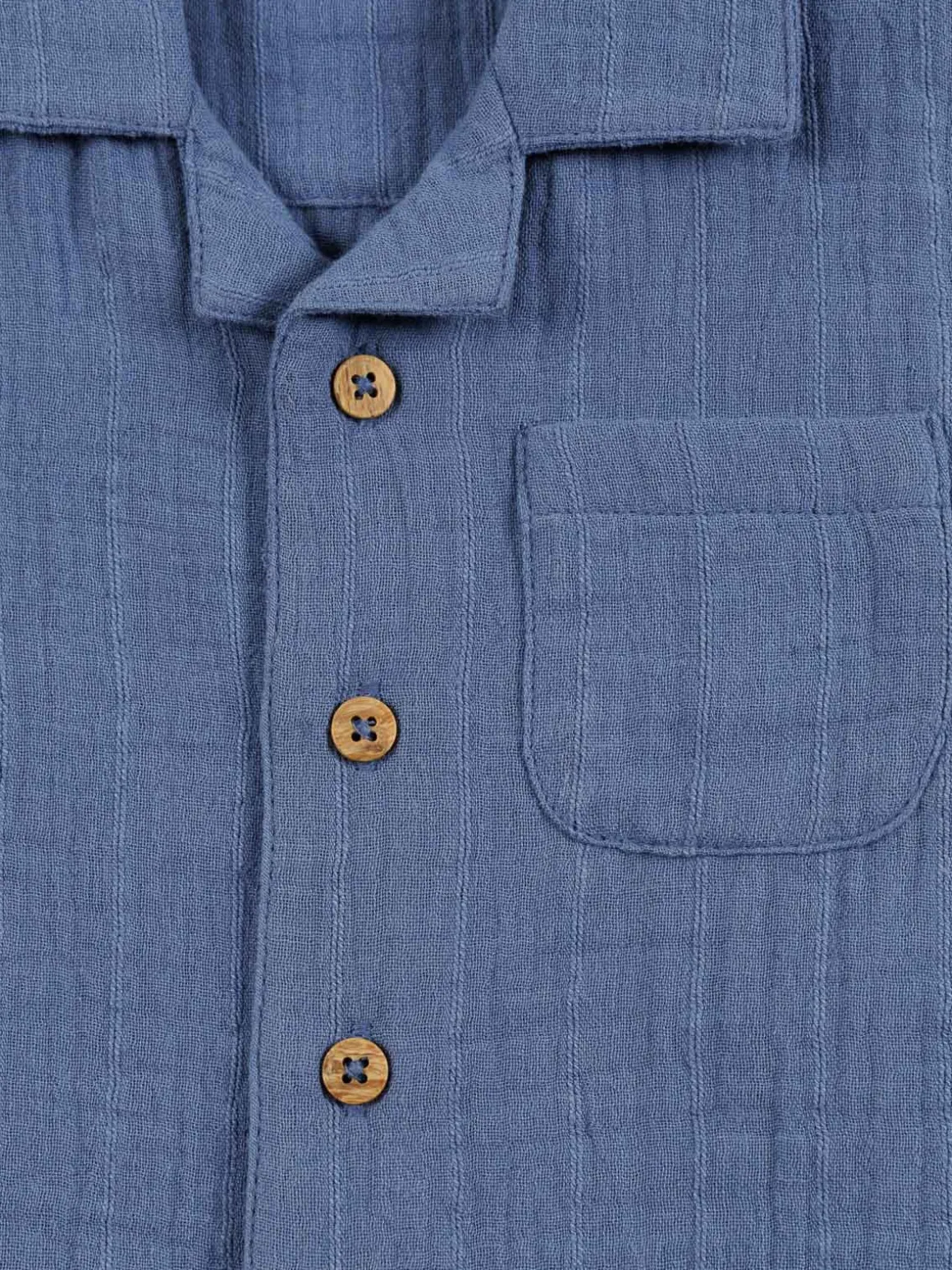 Chemisette unie indigo garçon (6-36M)