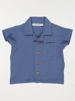 Chemisette unie indigo garçon (6-36M)