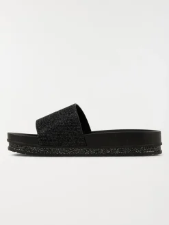 Claquette strass noire femme (36-41)