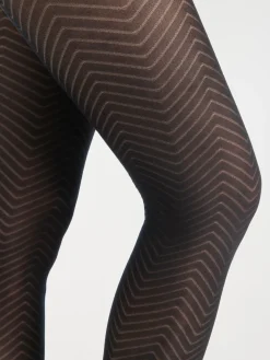 Collant motif chevron noir femme