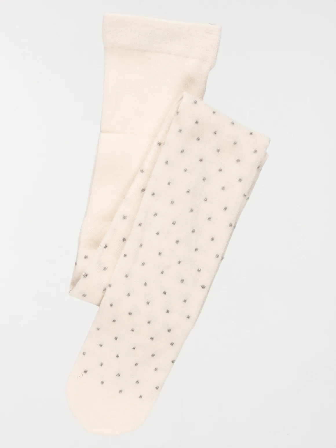 Collants chauds écru à pois gris fille