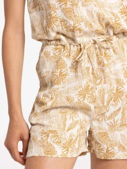 Combishort col V motif exotique femme
