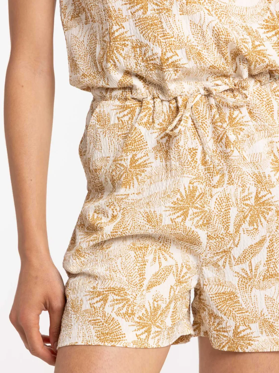 Combishort col V motif exotique femme
