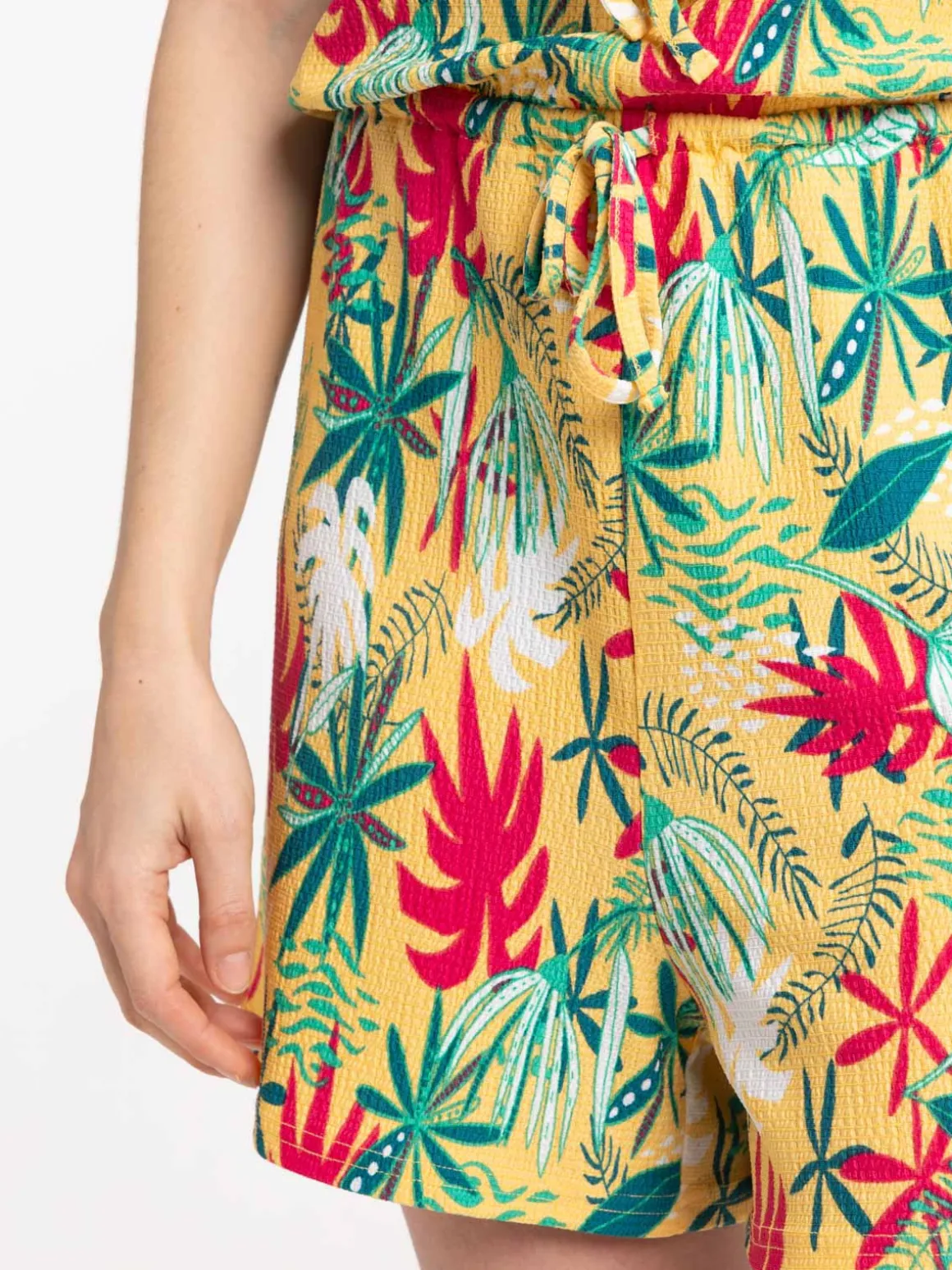 Combishort imprimé tropical femme