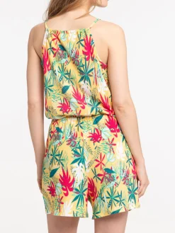 Combishort imprimé tropical femme