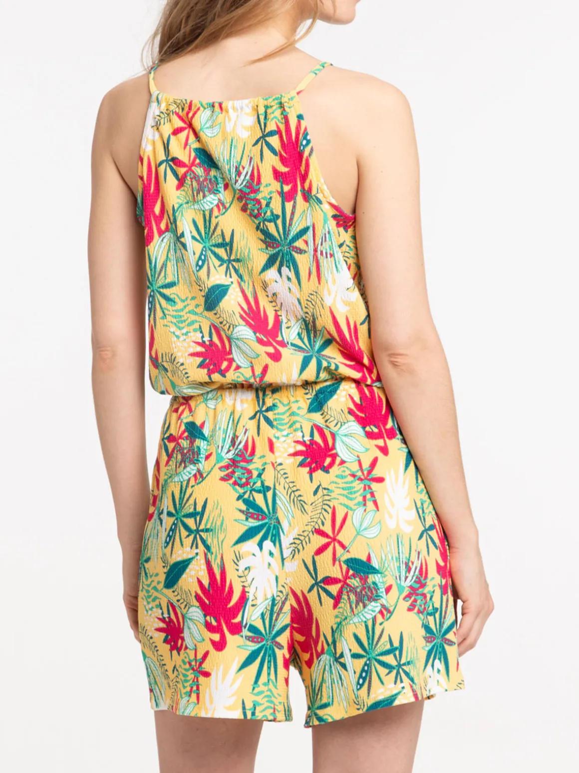 Combishort imprimé tropical femme