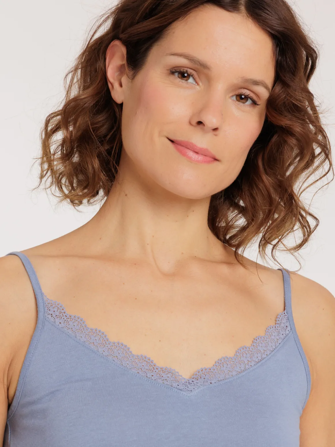Débardeur à bretelles denim blue femme