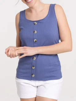 Débardeur boutons bleu de fès femme