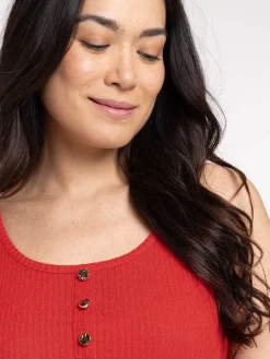 Débardeur col rond boutons femme