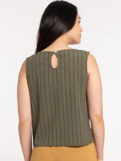 Débardeur col rond vert sombre femme