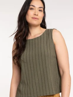 Débardeur col rond vert sombre femme
