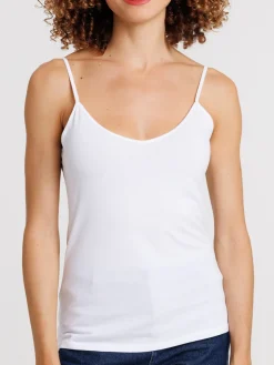 Débardeur col V blanc femme