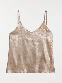 Débardeur col V coloris doré femme