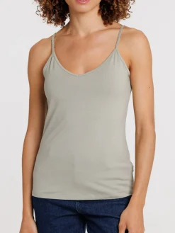 Débardeur col V mousse clair femme