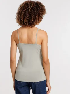 Débardeur col V mousse clair femme
