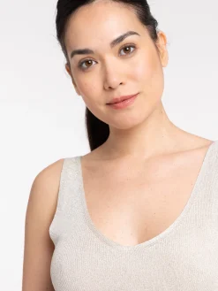 Débardeur écru brillant femme