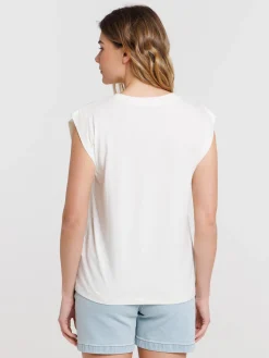 Débardeur écru col rond femme