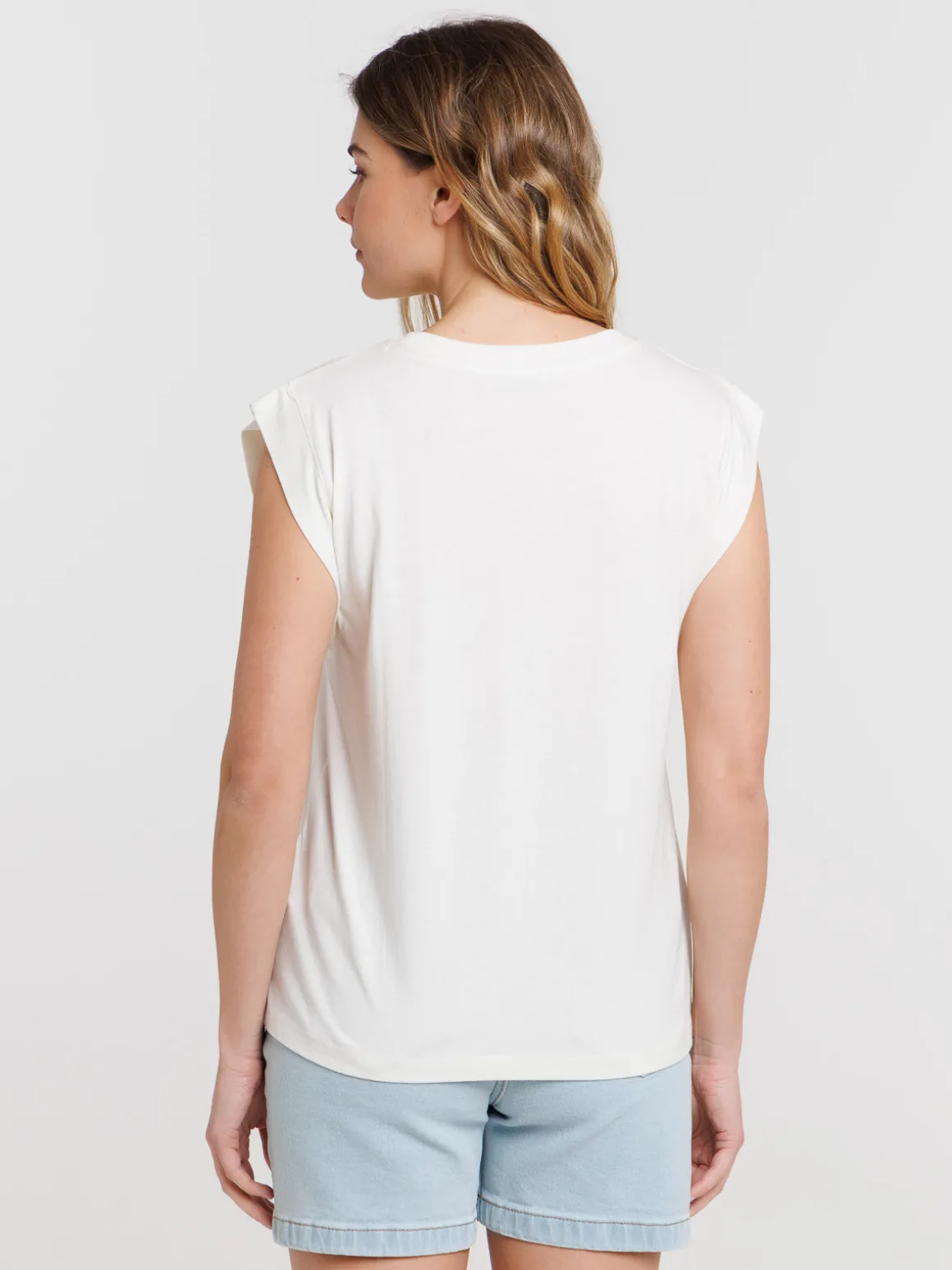 Débardeur écru col rond femme