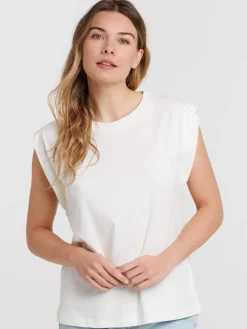 Débardeur écru col rond femme