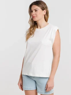 Débardeur écru col rond femme