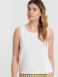 Débardeur écru col rond femme