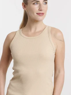 Débardeur côtelé tahini femme