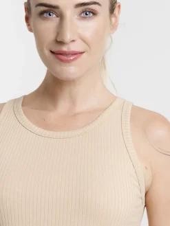 Débardeur côtelé tahini femme