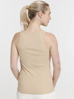 Débardeur côtelé tahini femme