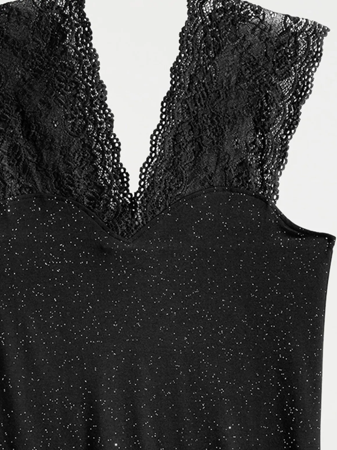 Débardeur dentelle paillette noir femme