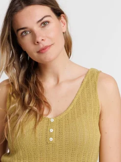 Débardeur femme olivette col boutonné