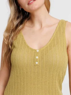 Débardeur femme olivette col boutonné