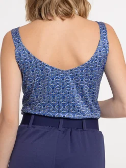 Débardeur imprimé bleu majorelle femme