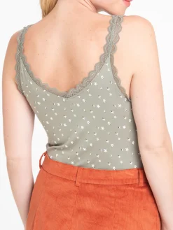 Débardeur imprimé dentelle femme tilleul