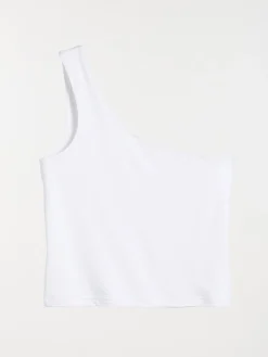 Débardeur large bretelle blanc femme