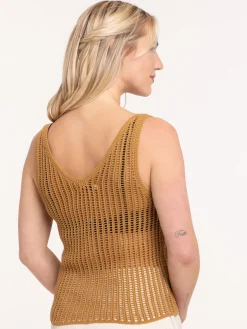 Débardeur maille crochet femme