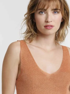 Débardeur orange sorbet brillant femme
