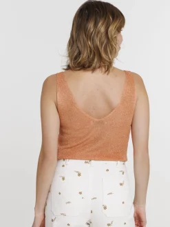 Débardeur orange sorbet brillant femme