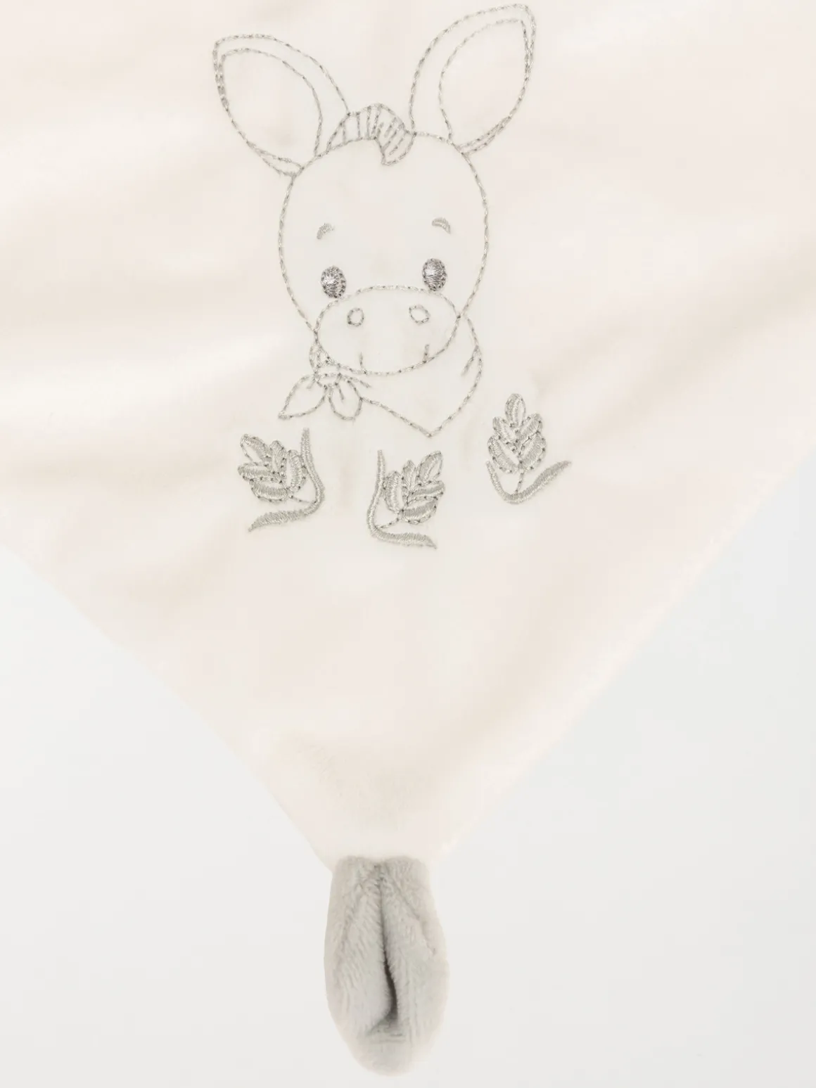 Doudou forme mouchoir âne gris bébé