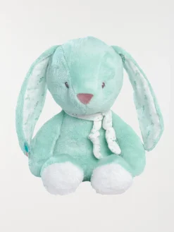 Doudou peluche lapin coloris vert d'eau
