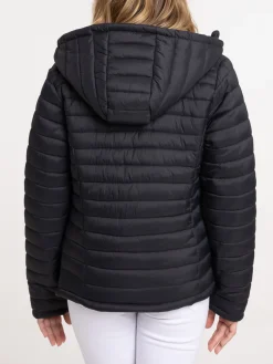 Doudoune à capuche noire femme