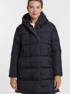 Doudoune mi-longue noire femme