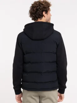 Doudoune noire bi-matière homme